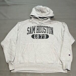 Champion Reverse Weave Sam Houston Hoodie Sweatshirt Men Heather Gray-M-4152‎